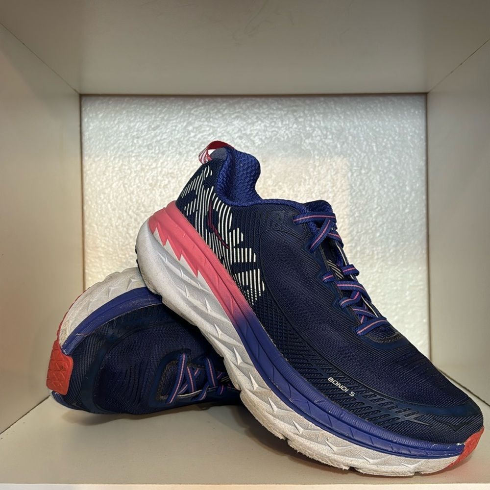 Hoka One One Trail Running Shoes Blue Pink Womens Size 8.5